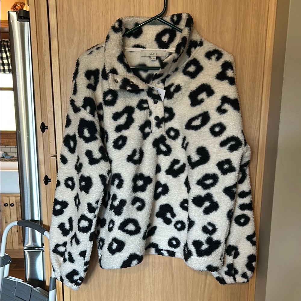 LOFT Black and White Leopard Print Pullover